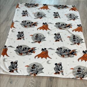 Disney Mickey Mouse Halloween Orange and Gray Blanket